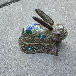 Limoges Cloisonné-Style Rabbit Figurine